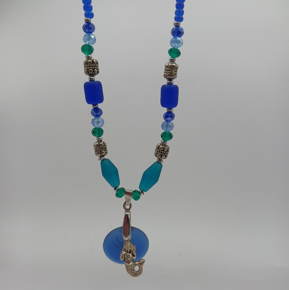 Oceanic Charm Necklace with Mermaid Pendant